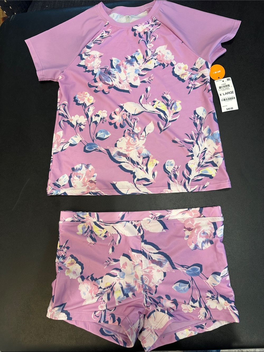 Ideology Kids Swim Set in Lavender Pink Floral